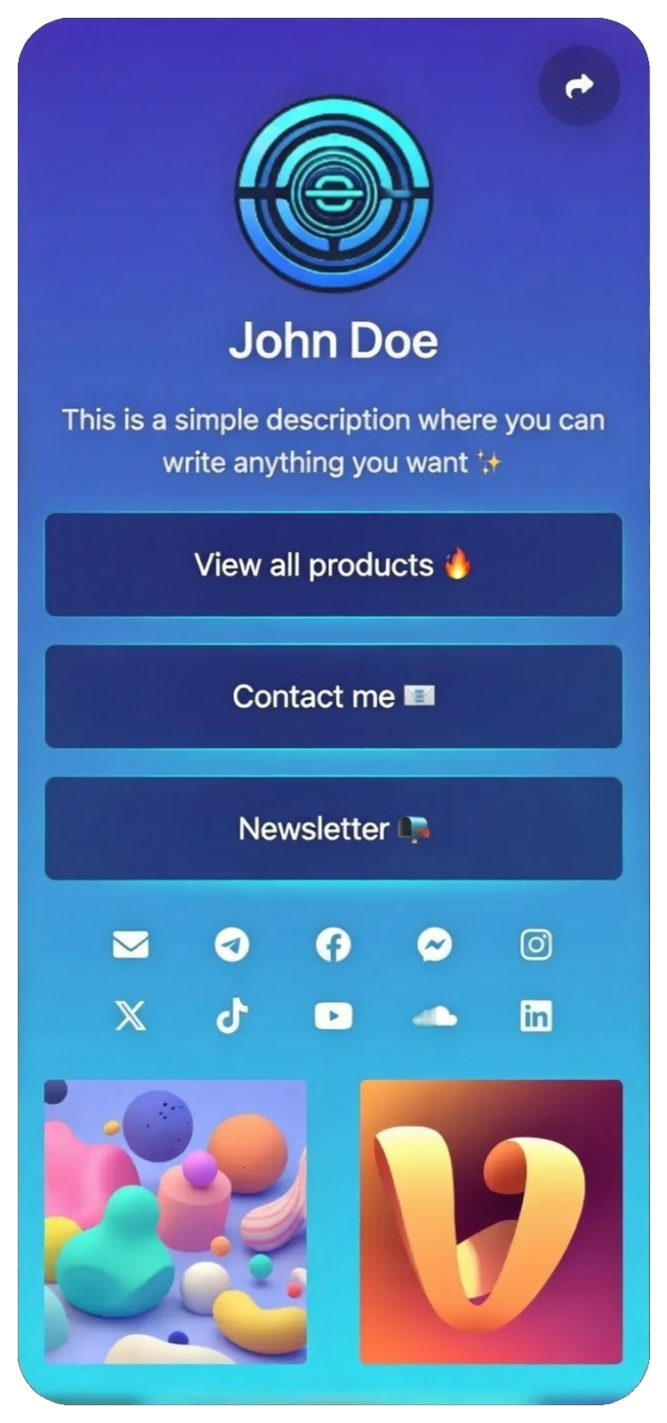 Screenshot of biolink page examples